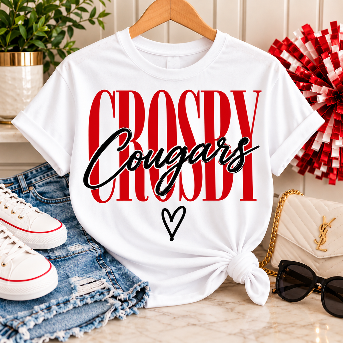 Crosby Cougars Script Tee