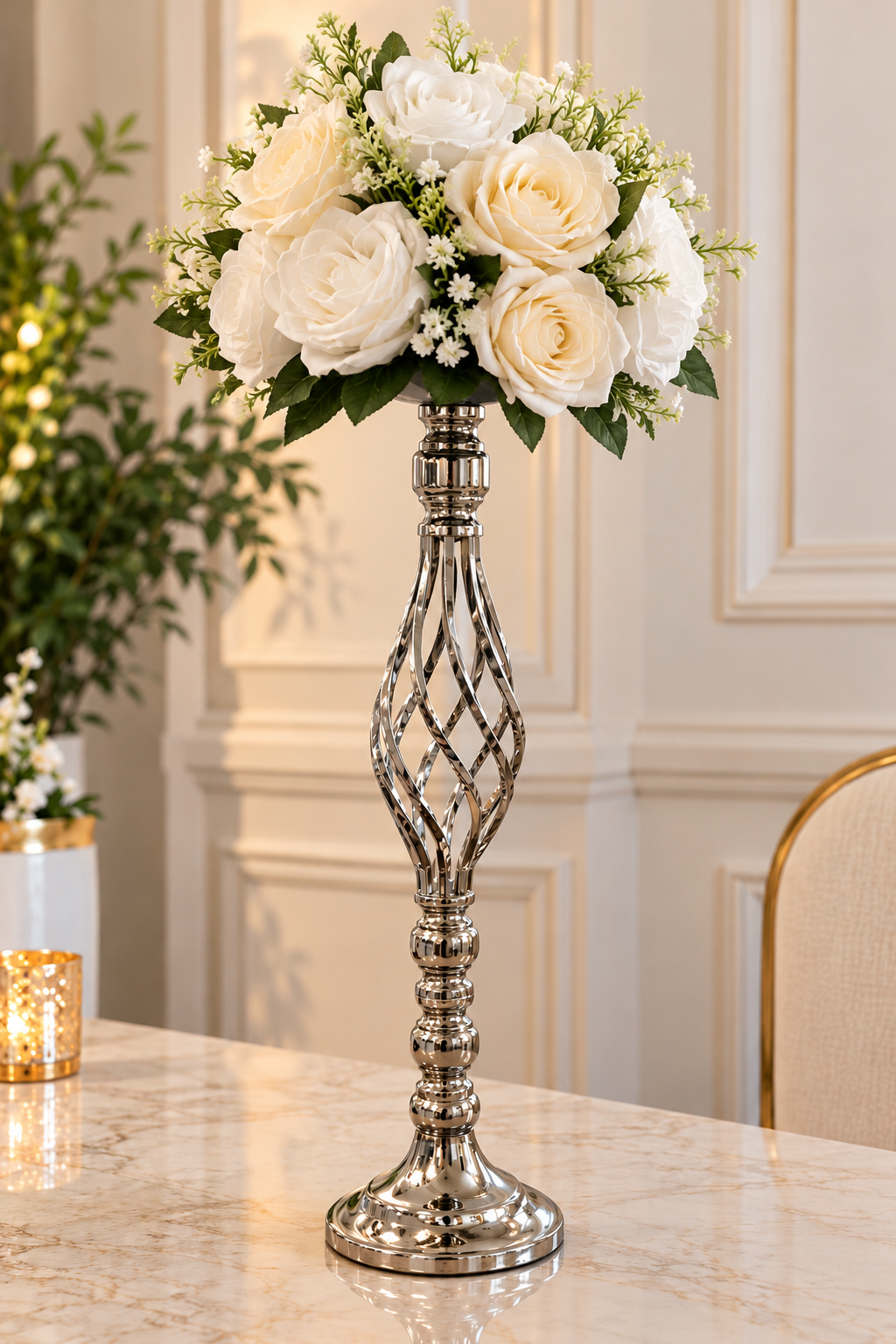 Silver Decorative Centerpiece Stand Rental