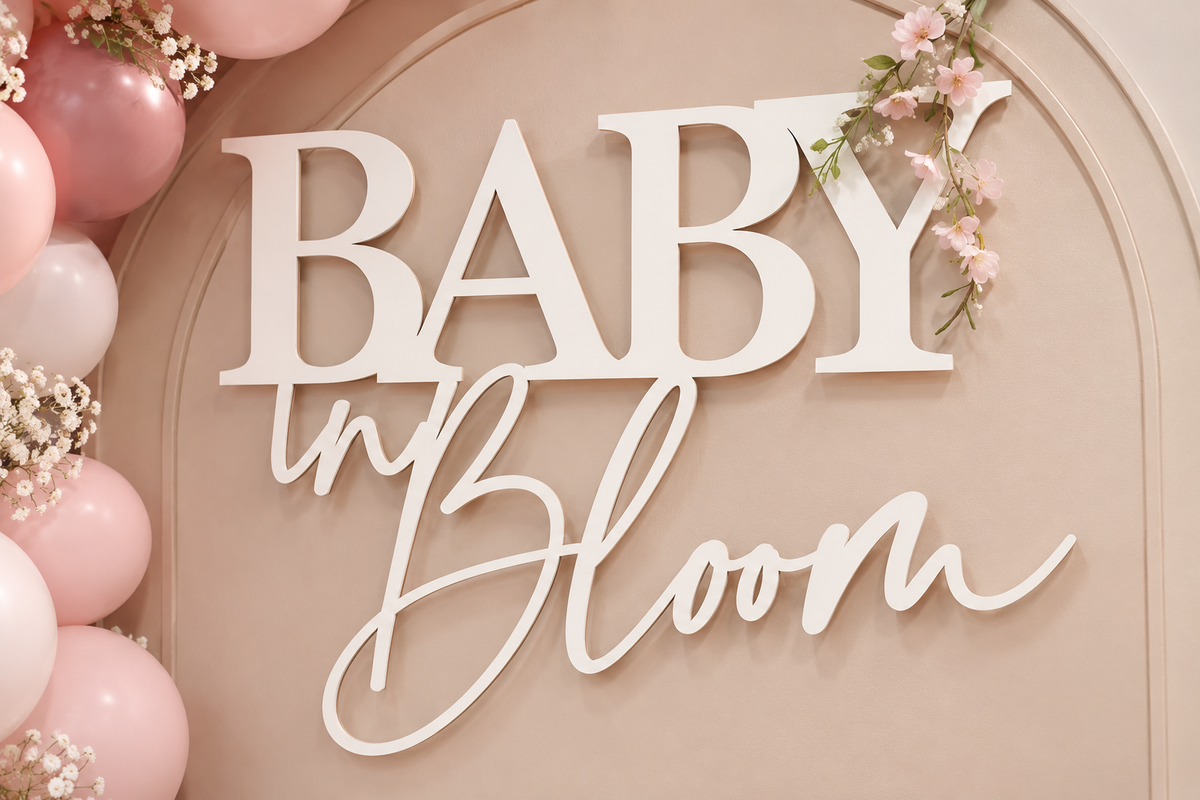 Baby in Bloom Wooden Sign Rental