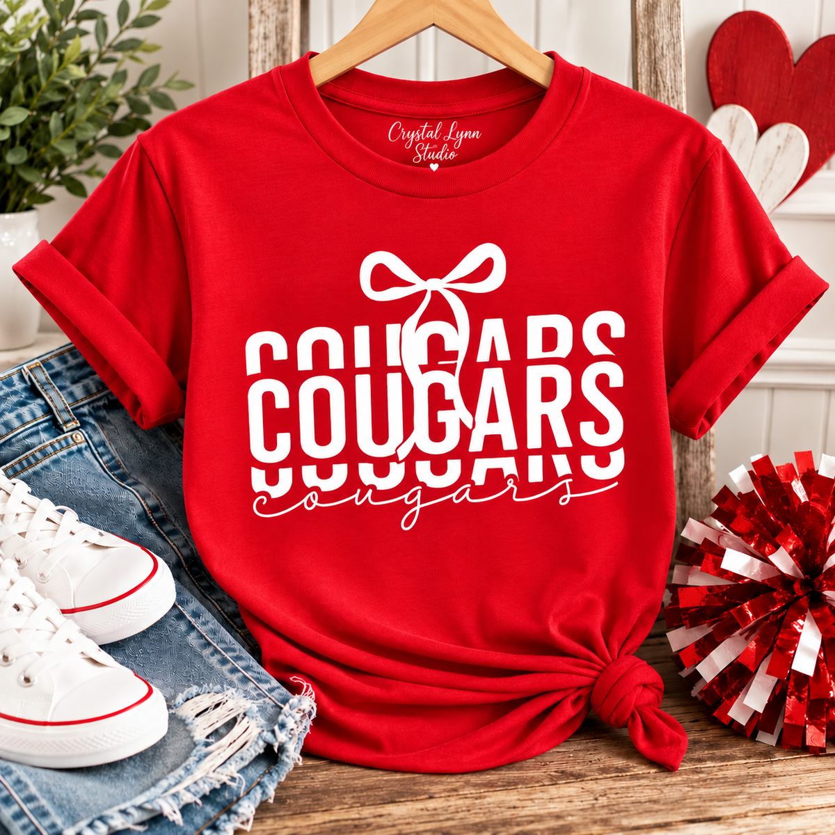 Cougar Bow Stacked Tee