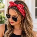 Red Paisley Bow Bandana Headband