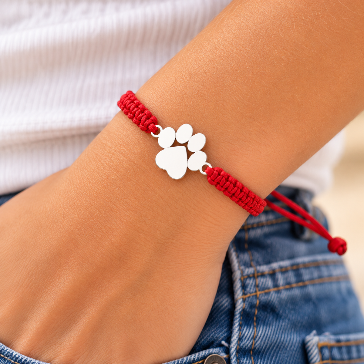 Red Paw Print Bracelet