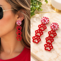Red Paw Print Dangle Earrings