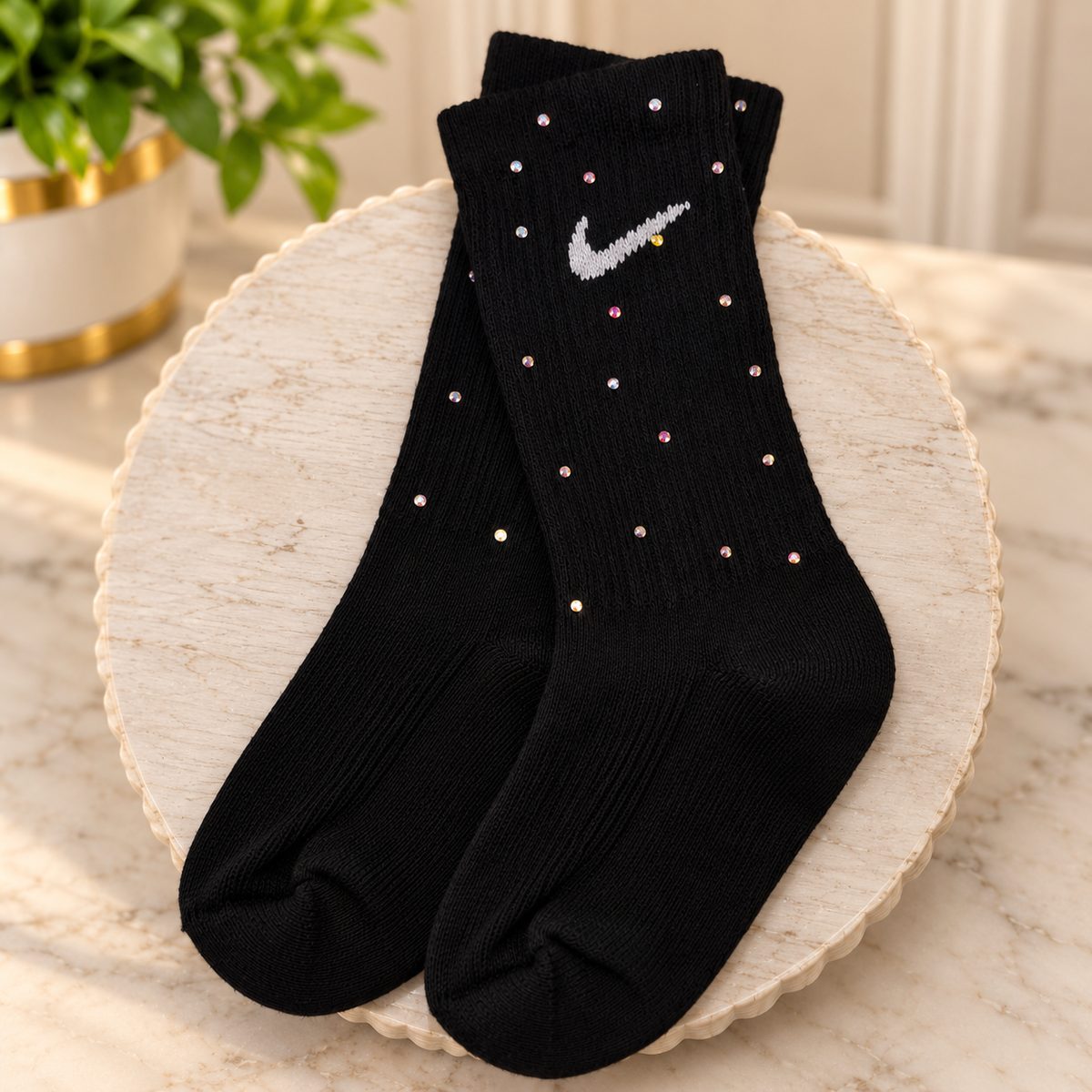 Custom Rhinestone Nike Crew Socks
