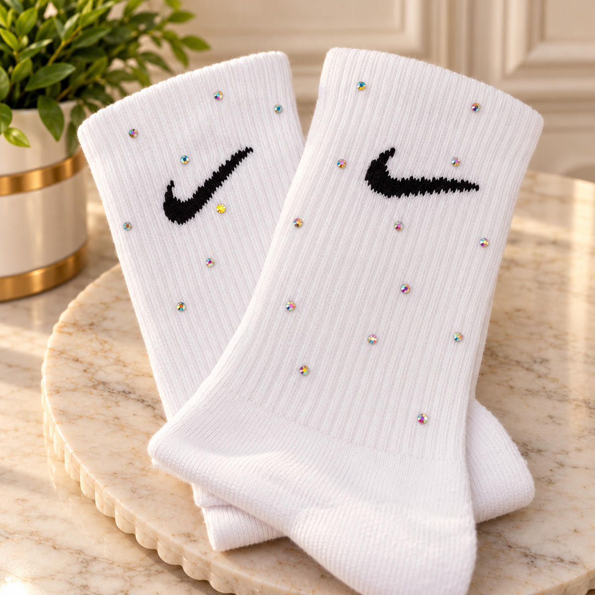 Custom Rhinestone Nike Crew Socks